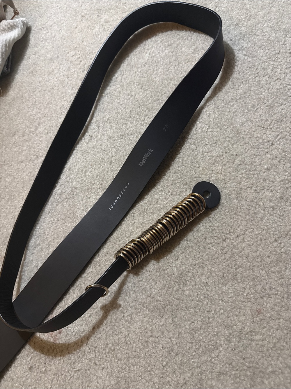 Black Leather woman Ring-Detail Belt